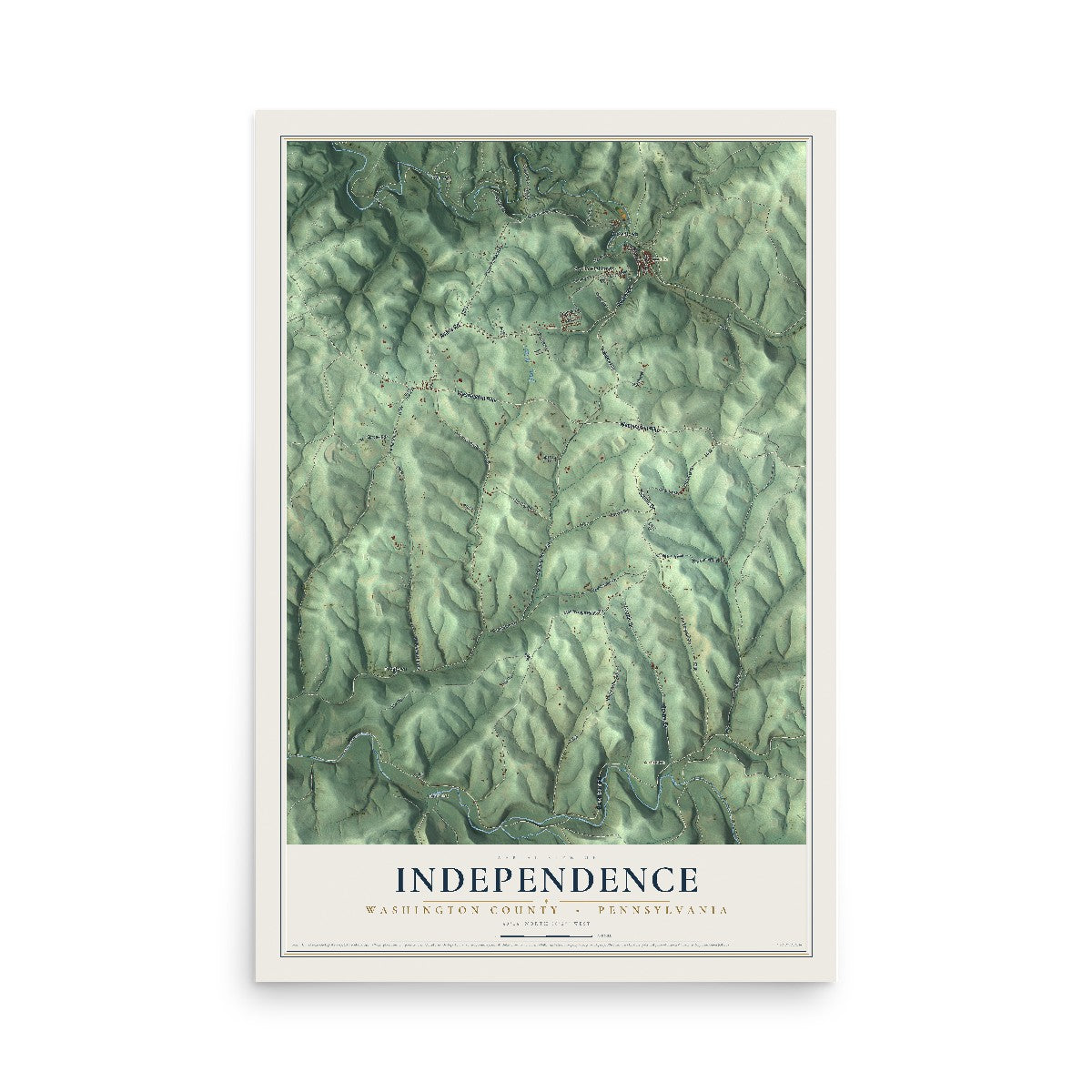 Map of Independence, Washington County, Pennsylvania, 12 x 18 inch unframed archival matte print