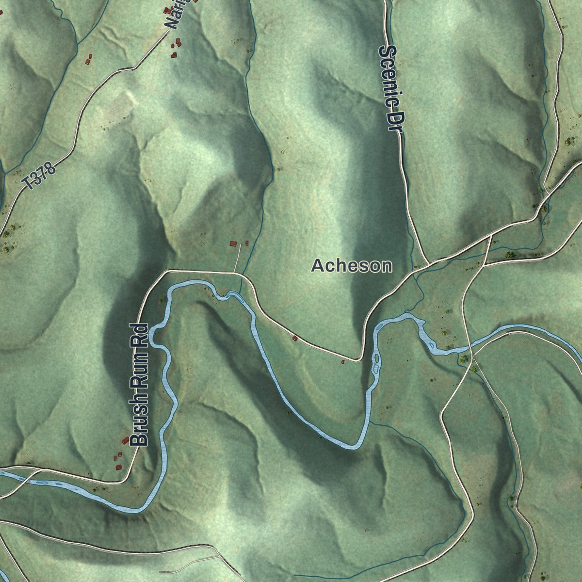 Second close-up of the map of Independence, Washington County, Pennsylvania print showing more streets and buildings
