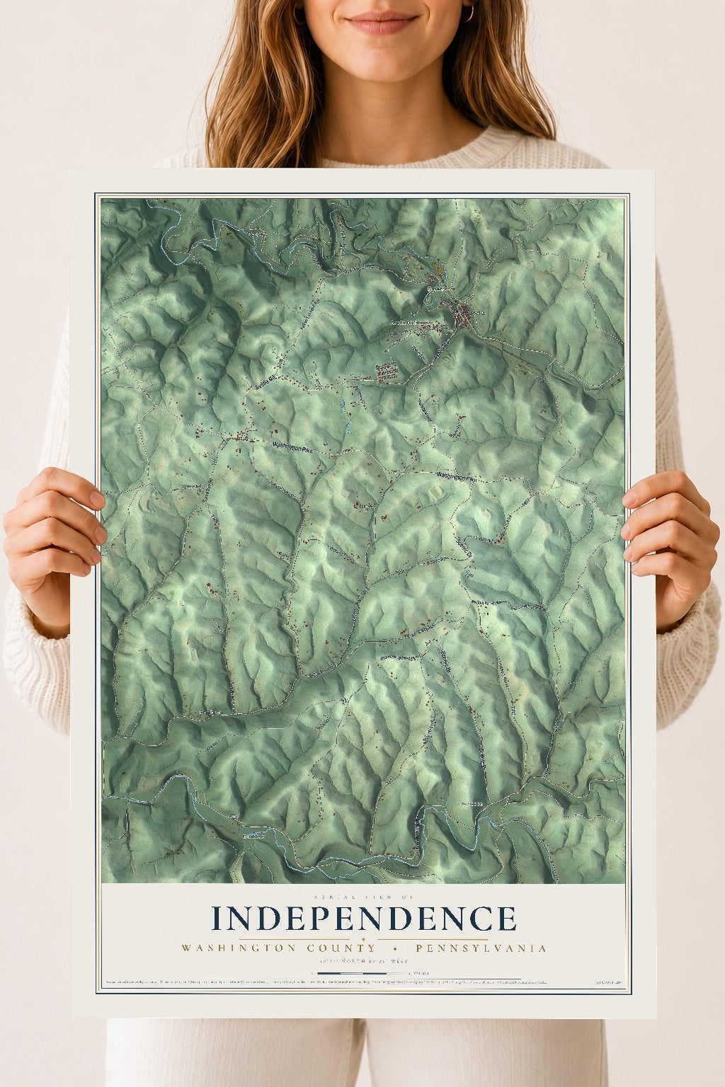 Map of Independence, Washington County, Pennsylvania, 18 x 24 inch unframed archival matte print