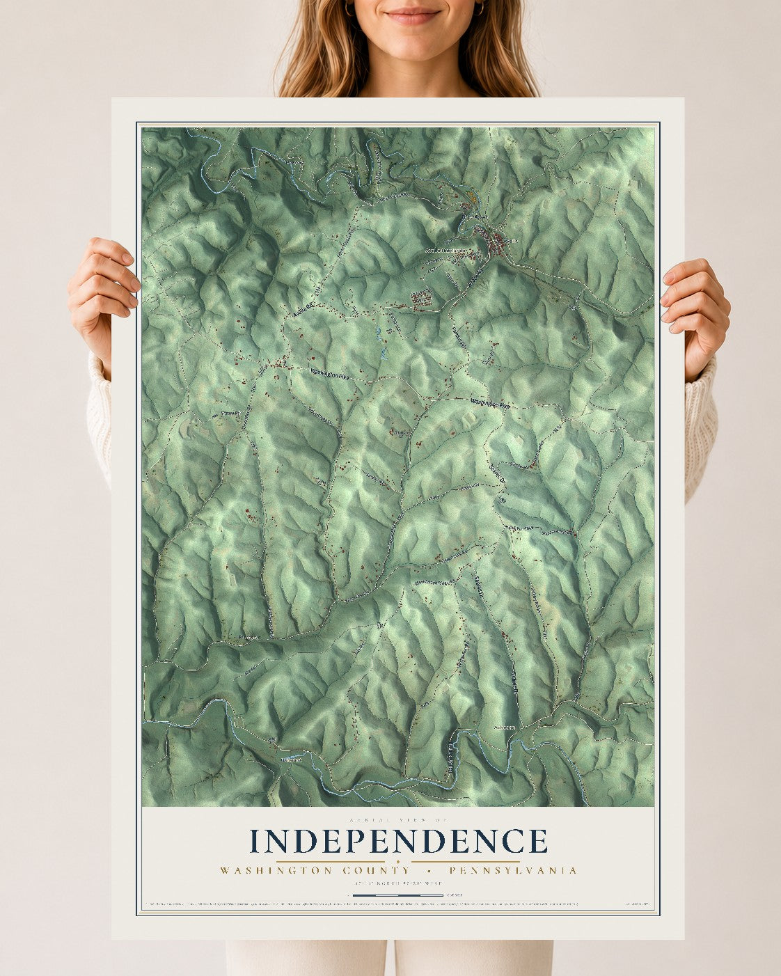 Map of Independence, Washington County, Pennsylvania, 24 x 36 inch unframed archival matte print