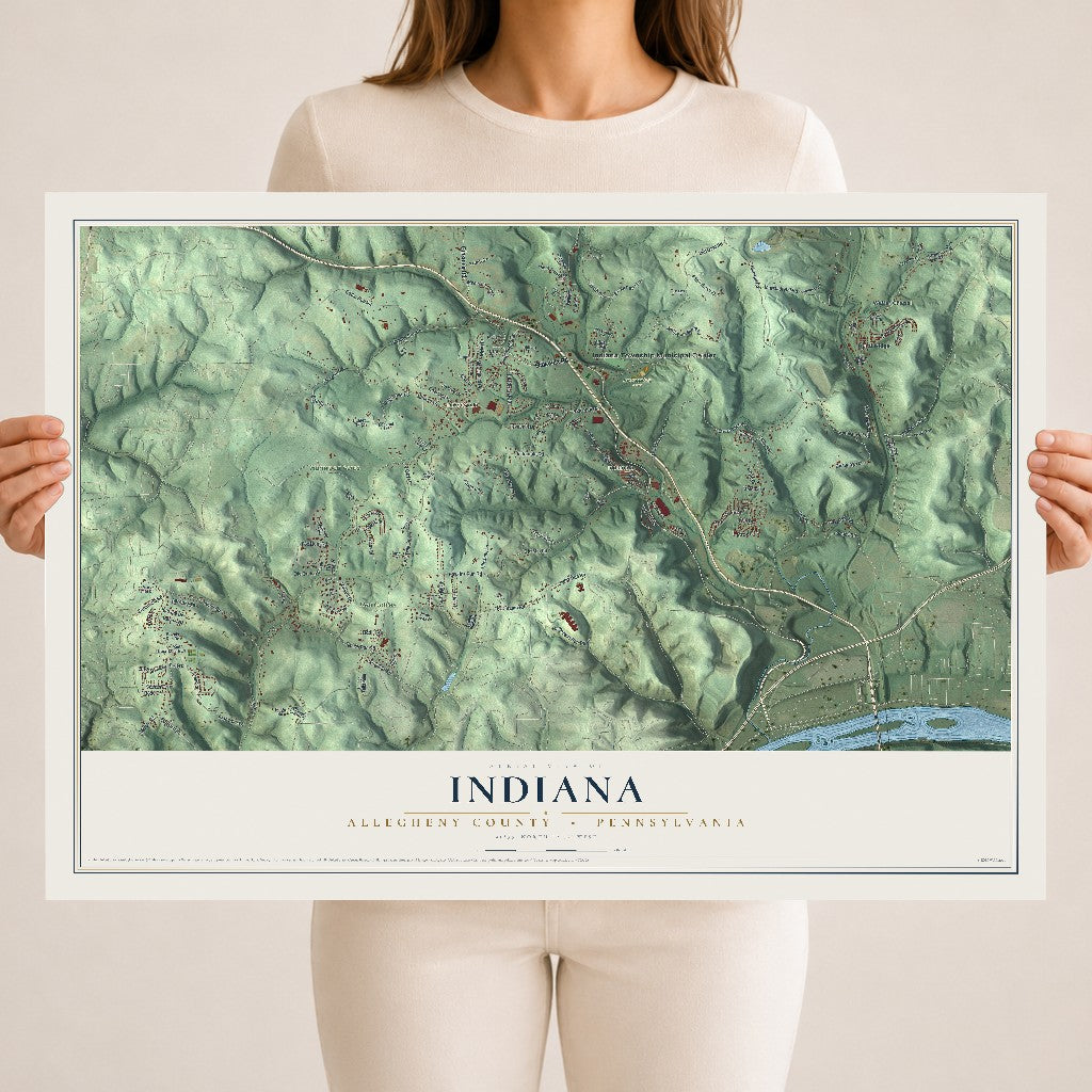 Map of Indiana, Allegheny County, Pennsylvania, 18 x 24 inch unframed archival matte print