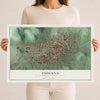 Map of Indiana, Indiana County, Pennsylvania, 12 x 18 inch unframed archival matte print