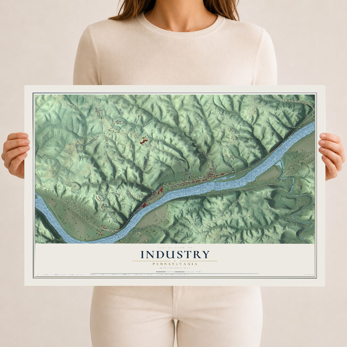 Map of Industry, Pennsylvania, 12 x 18 inch unframed archival matte print