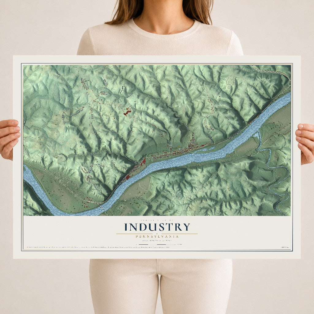 Map of Industry, Pennsylvania, 18 x 24 inch unframed archival matte print