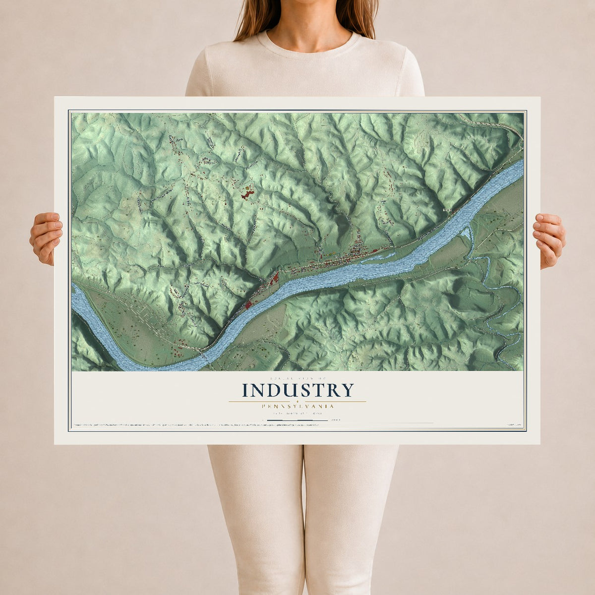Map of Industry, Pennsylvania, 24 x 36 inch unframed archival matte print