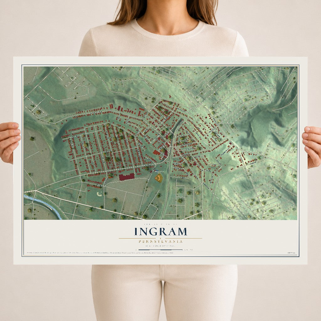 Map of Ingram, Pennsylvania, 18 x 24 inch unframed archival matte print