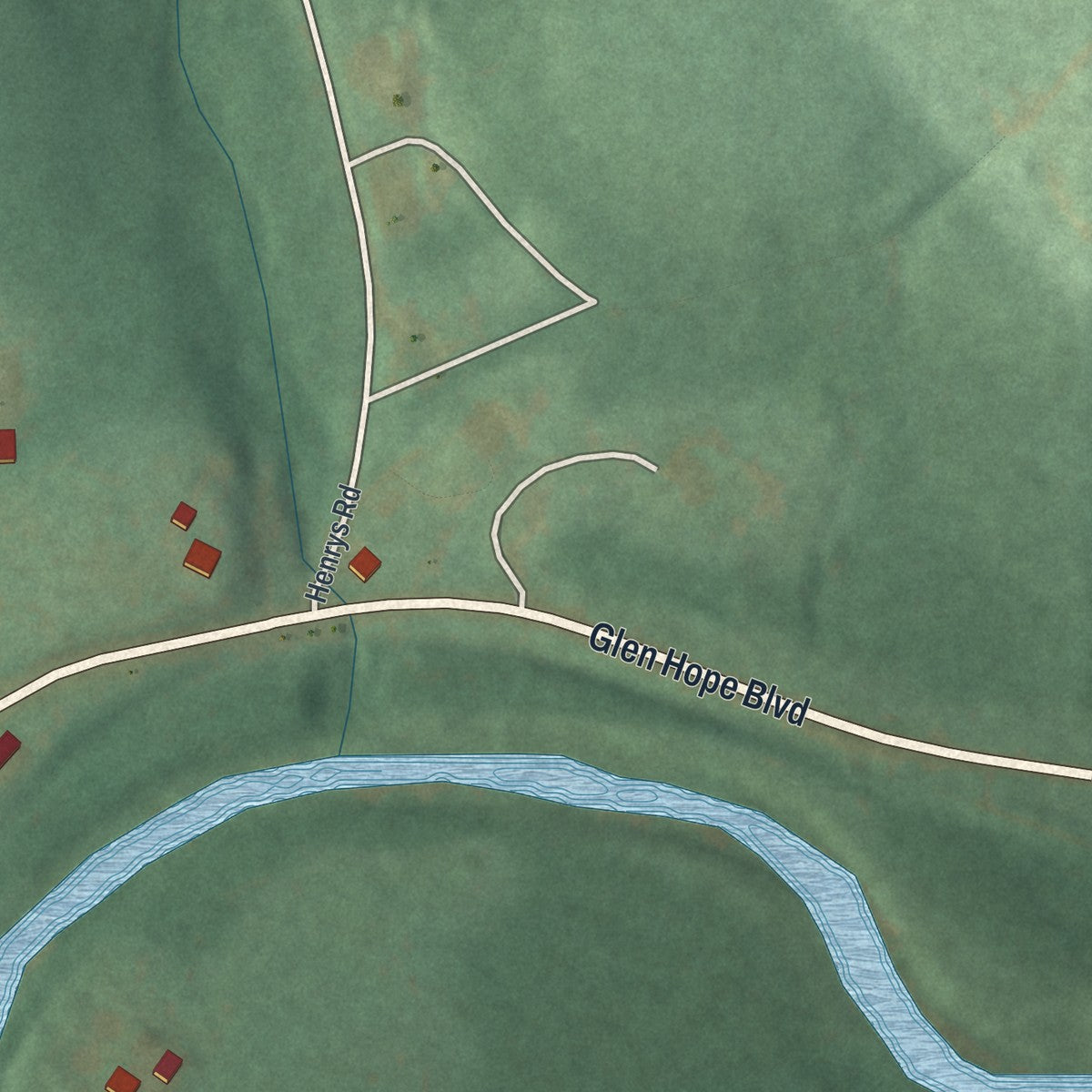 Second close-up of the map of Irvona, Pennsylvania print showing more streets and buildings