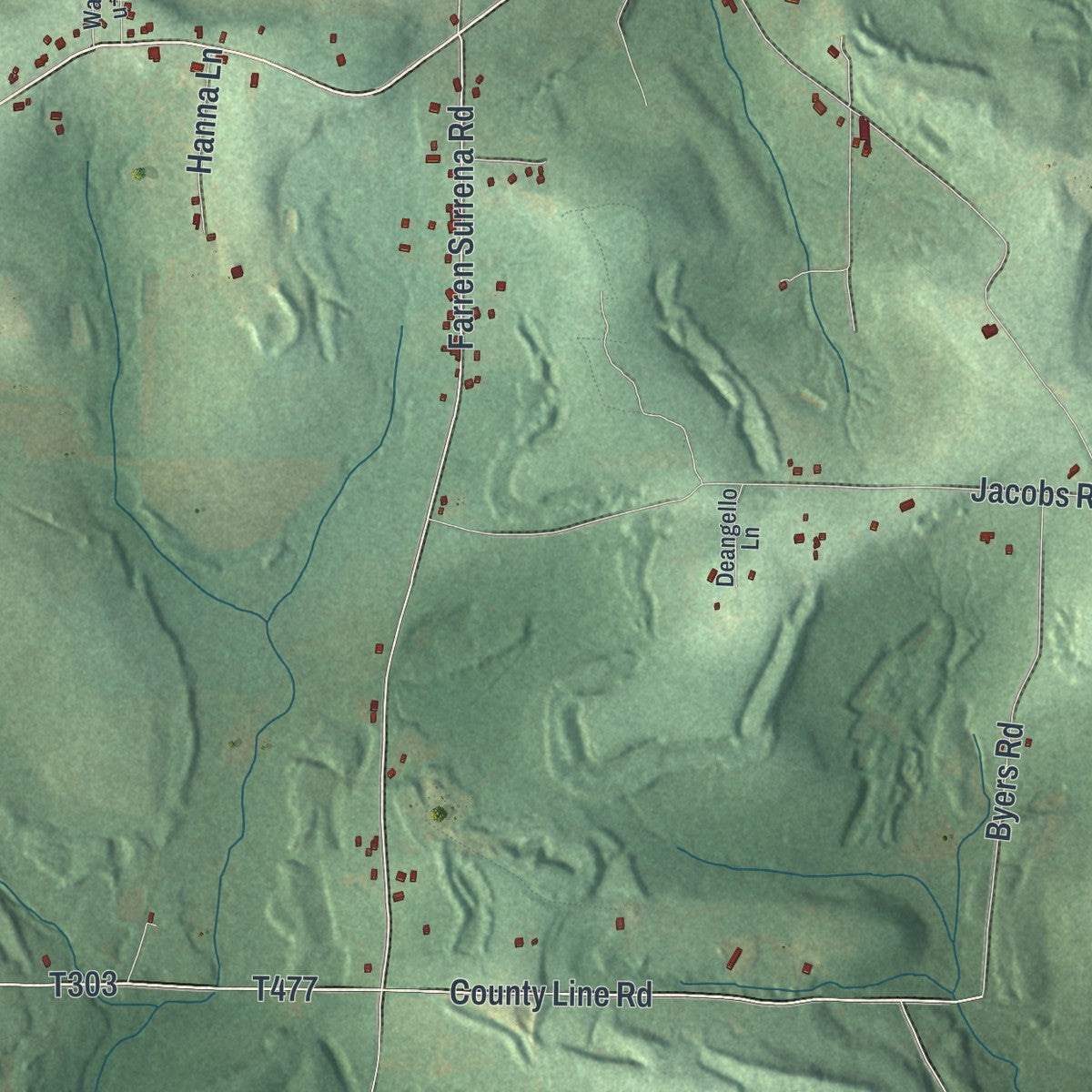 Close-up of the map of Irwin, Venango County, Pennsylvania print showing street and building detail