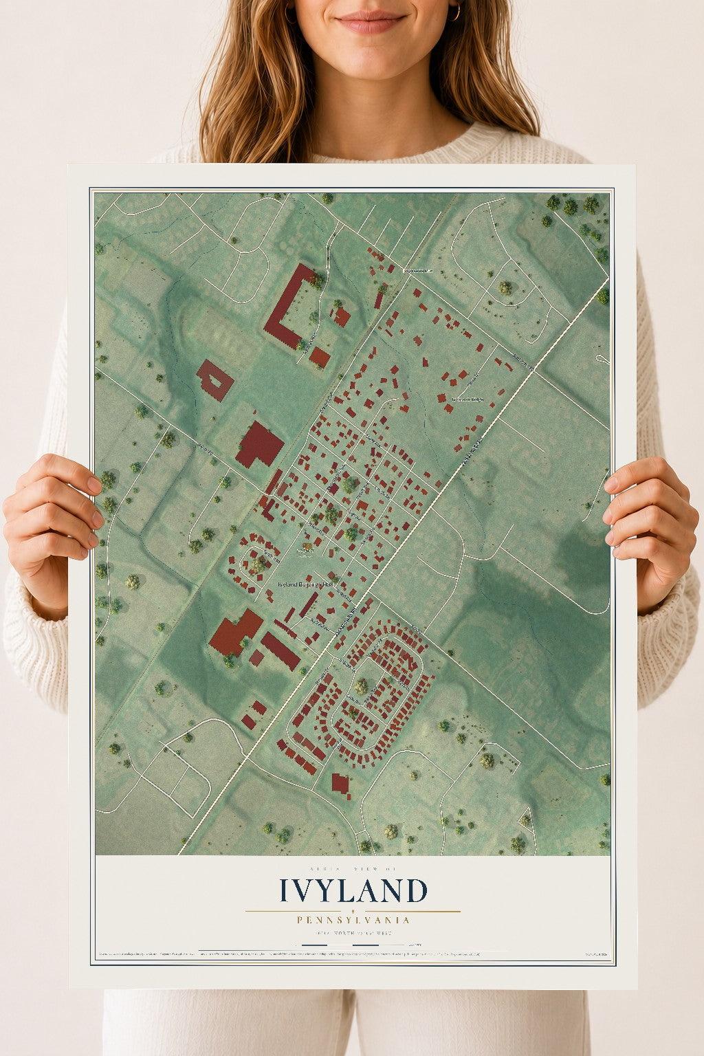 Map of Ivyland, Pennsylvania, 18 x 24 inch unframed archival matte print