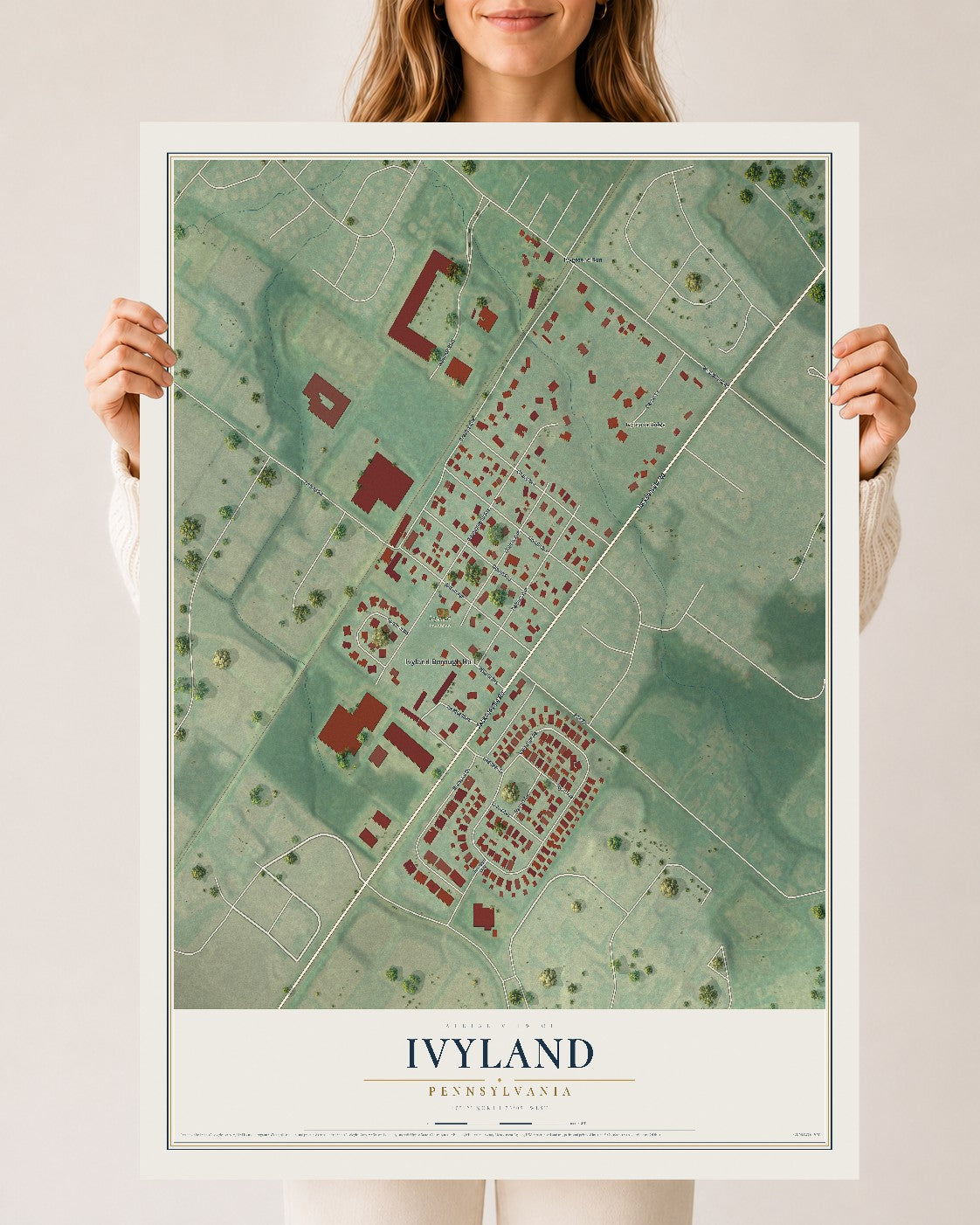 Map of Ivyland, Pennsylvania, 24 x 36 inch unframed archival matte print