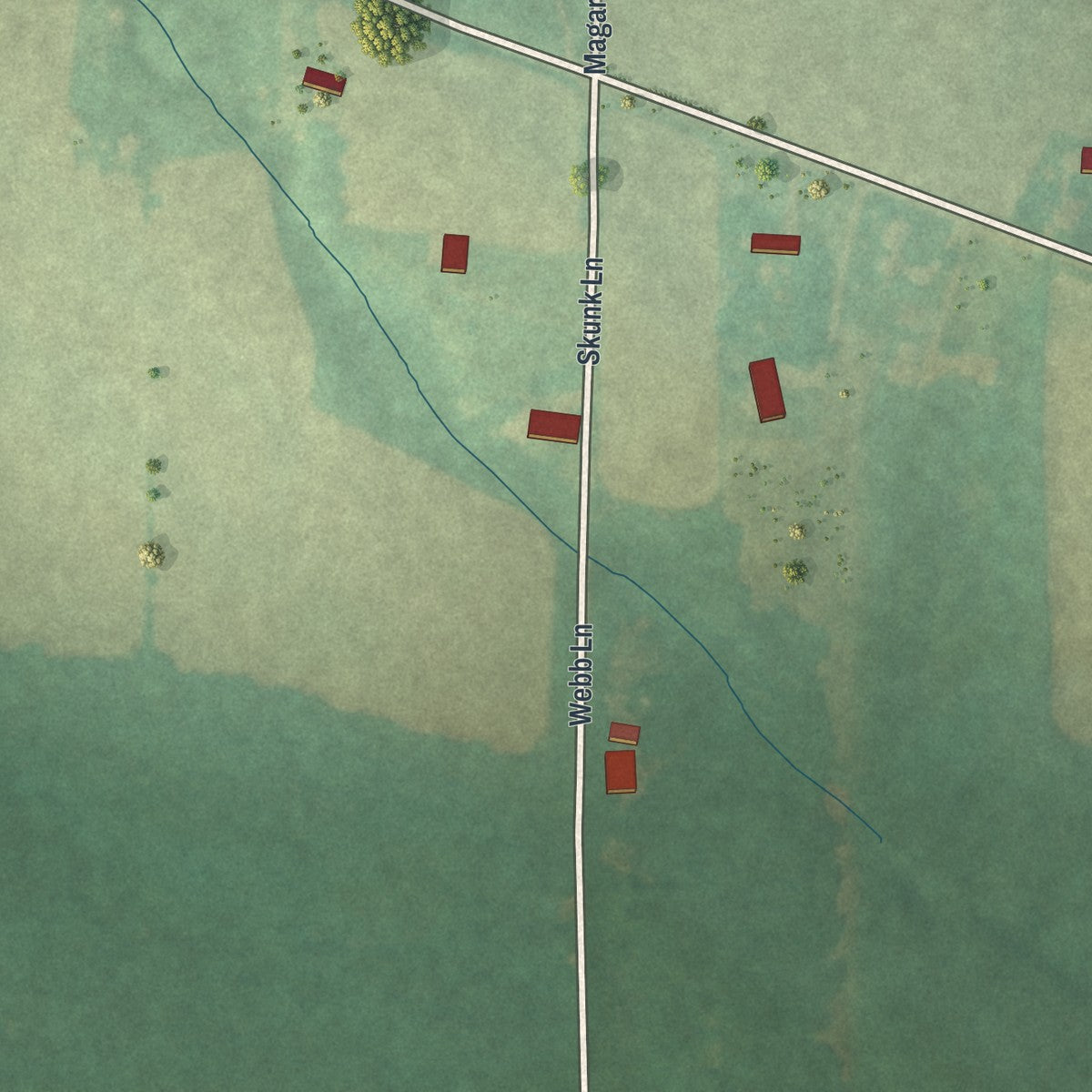 Second close-up of the map of Jackson Center, Pennsylvania print showing more streets and buildings