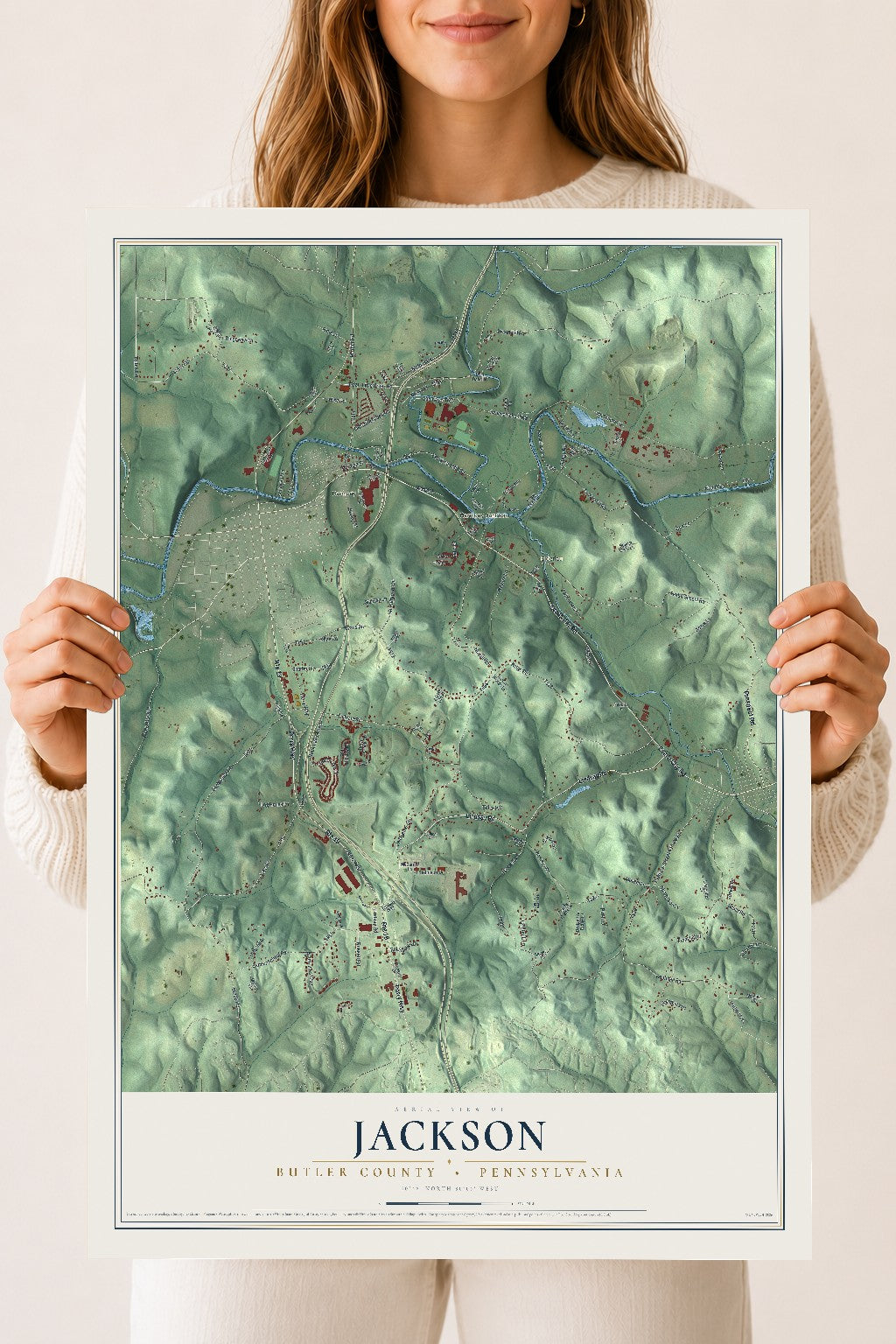 Map of Jackson, Butler County, Pennsylvania, 18 x 24 inch unframed archival matte print