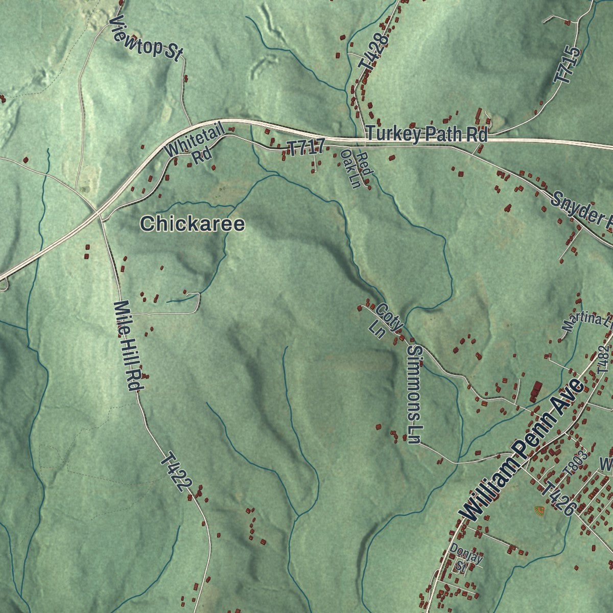 Close-up of the map of Jackson, Cambria County, Pennsylvania print showing street and building detail
