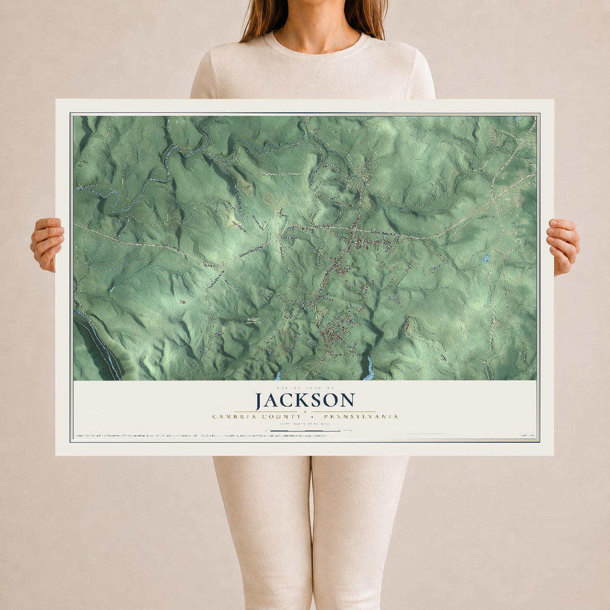 Map of Jackson, Cambria County, Pennsylvania, 24 x 36 inch unframed archival matte print