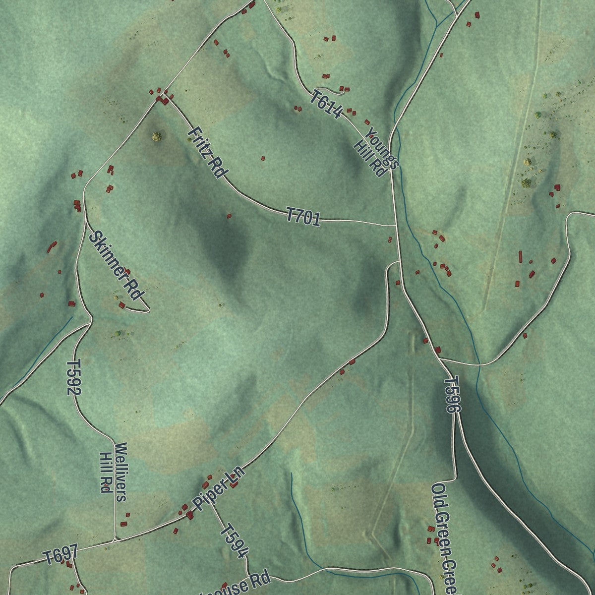 Second close-up of the map of Jackson, Columbia County, Pennsylvania print showing more streets and buildings