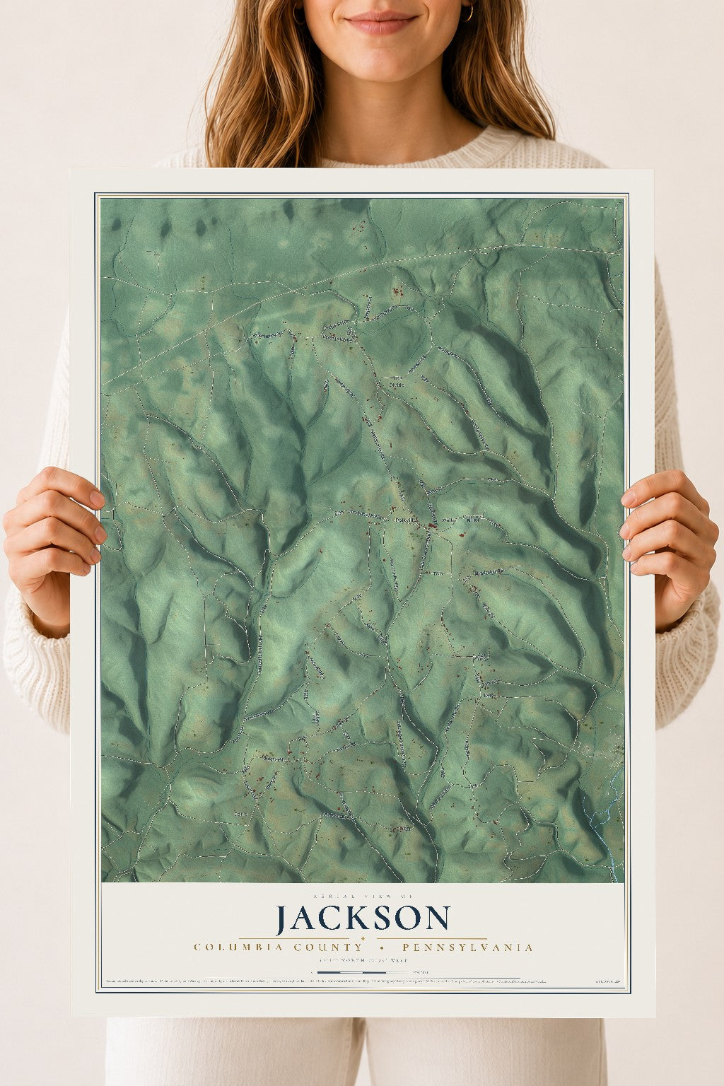 Map of Jackson, Columbia County, Pennsylvania, 18 x 24 inch unframed archival matte print