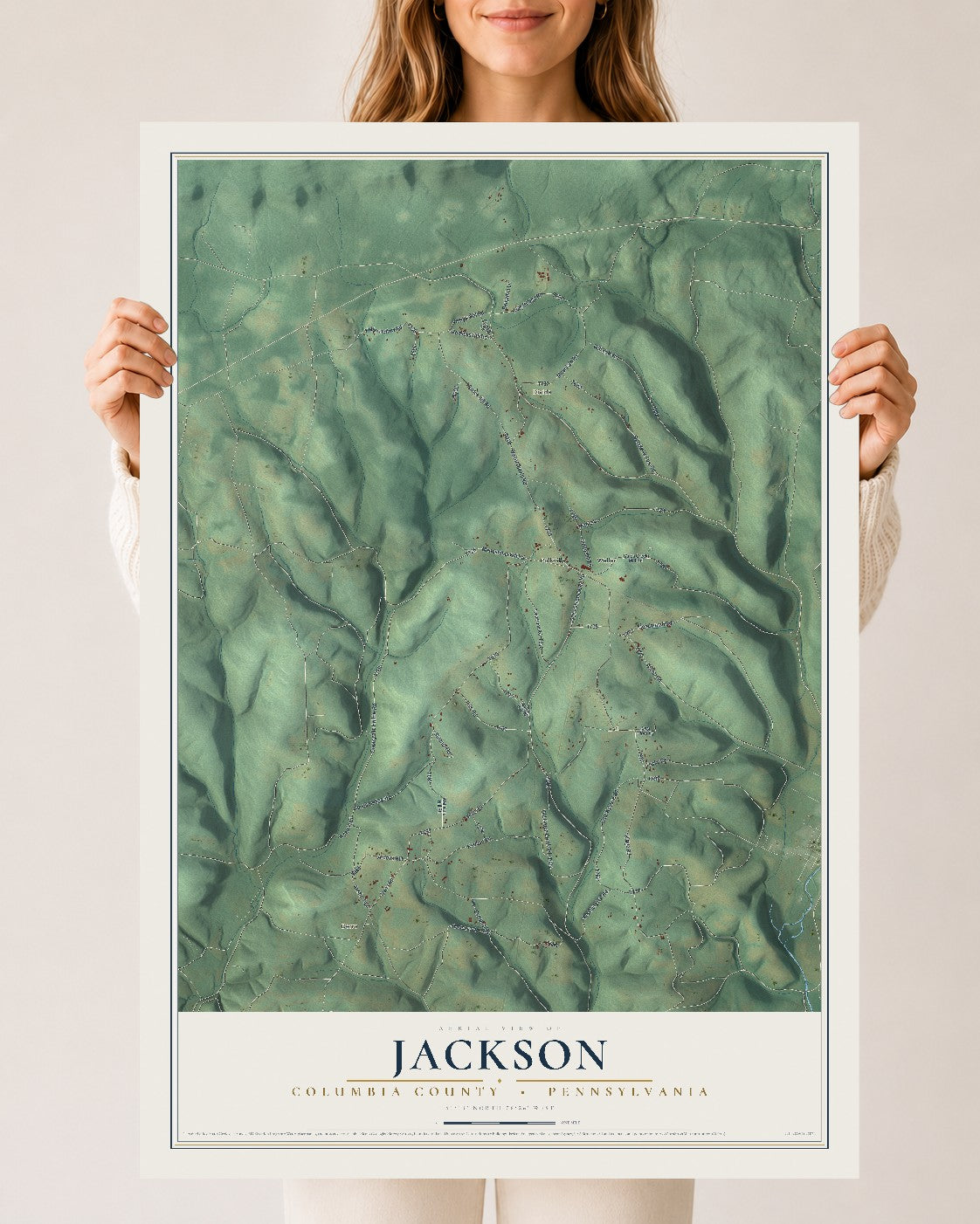 Map of Jackson, Columbia County, Pennsylvania, 24 x 36 inch unframed archival matte print