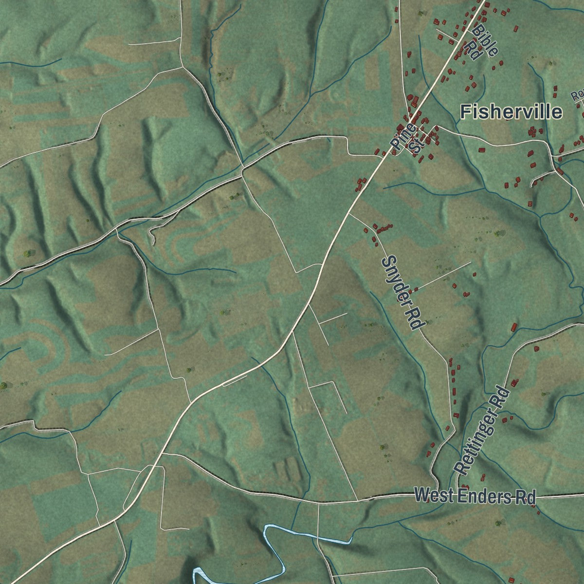 Close-up of the map of Jackson, Dauphin County, Pennsylvania print showing street and building detail