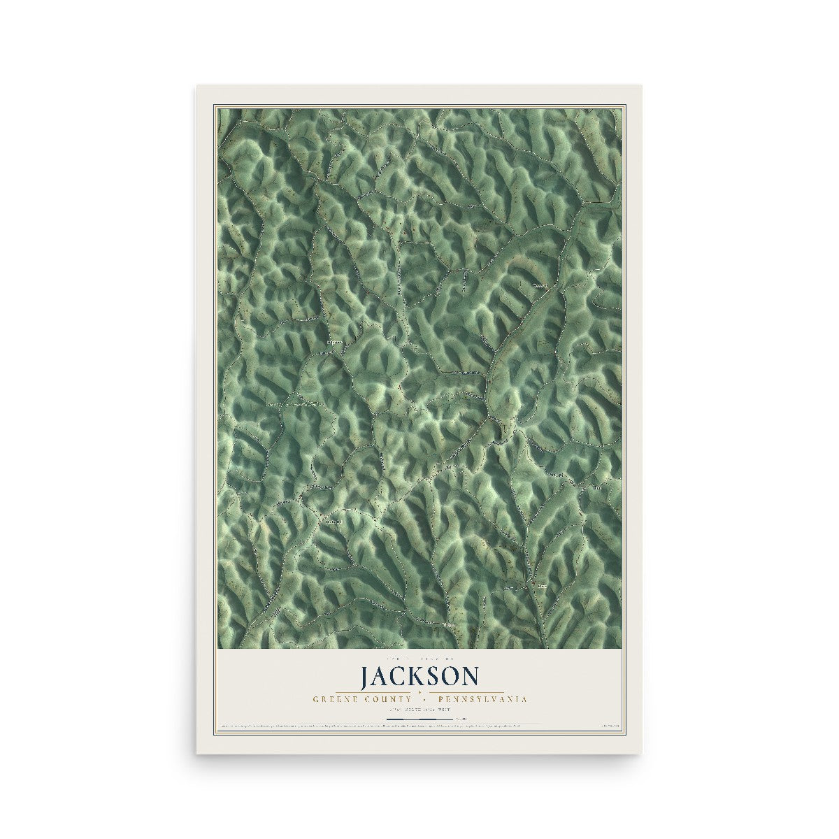 Map of Jackson, Greene County, Pennsylvania, 12 x 18 inch unframed archival matte print