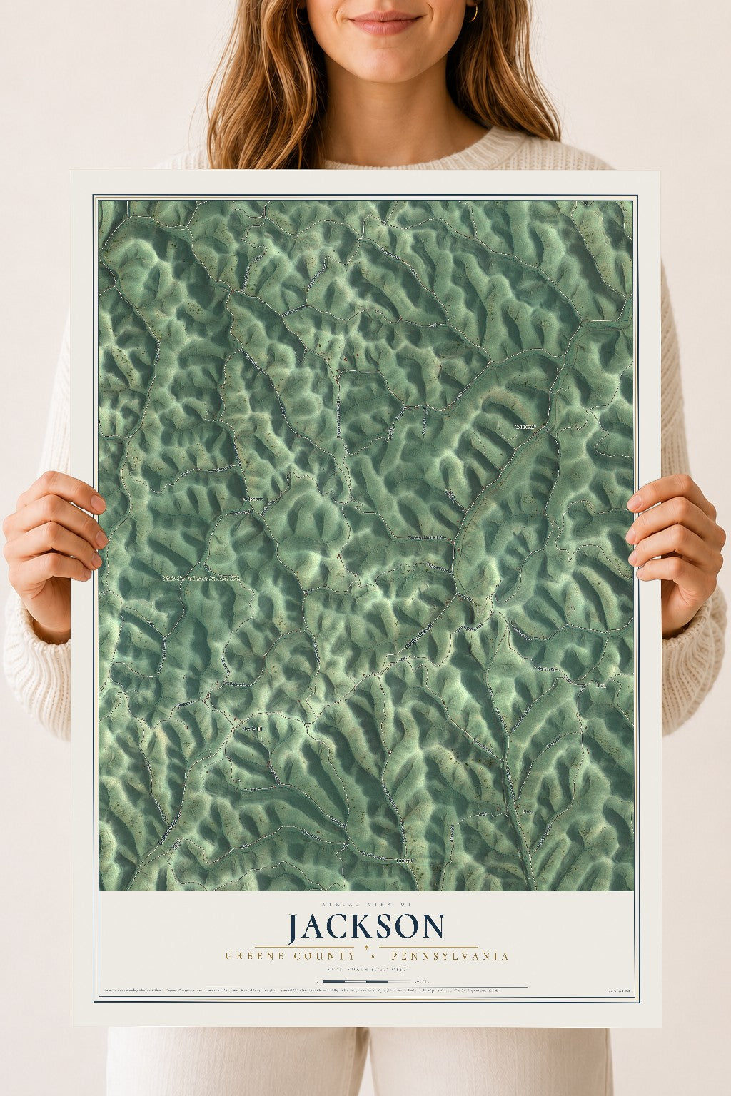 Map of Jackson, Greene County, Pennsylvania, 18 x 24 inch unframed archival matte print