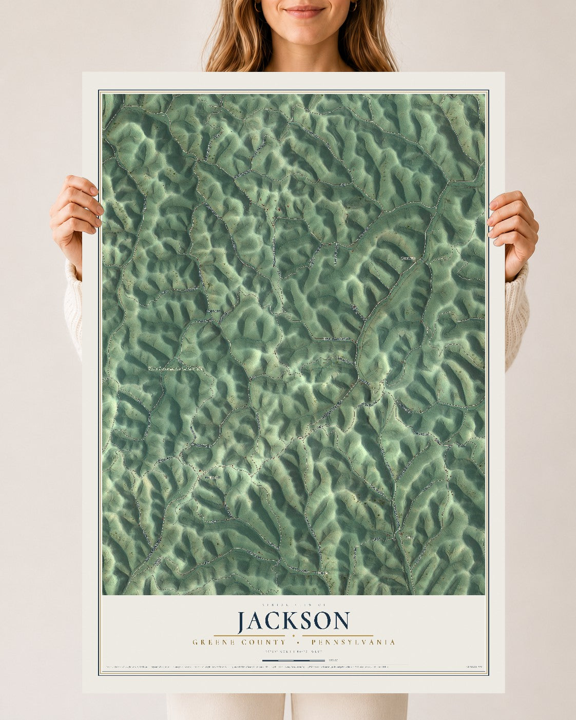Map of Jackson, Greene County, Pennsylvania, 24 x 36 inch unframed archival matte print