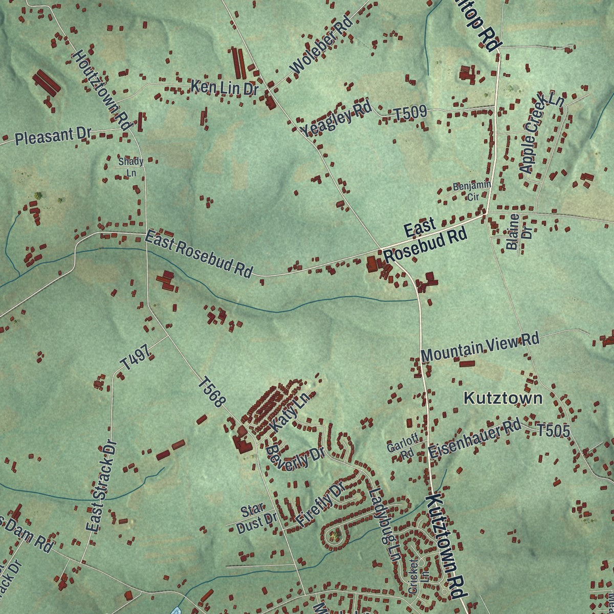 Close-up of the map of Jackson, Lebanon County, Pennsylvania print showing street and building detail