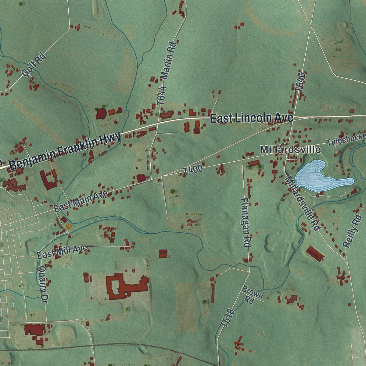 Second close-up of the map of Jackson, Lebanon County, Pennsylvania print showing more streets and buildings