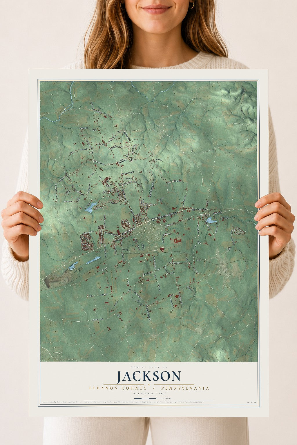 Map of Jackson, Lebanon County, Pennsylvania, 18 x 24 inch unframed archival matte print
