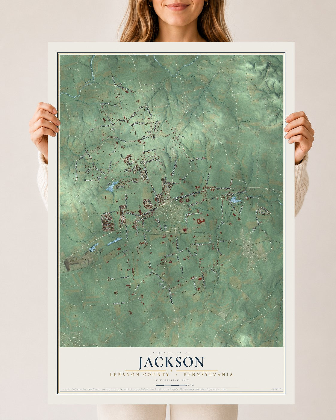 Map of Jackson, Lebanon County, Pennsylvania, 24 x 36 inch unframed archival matte print