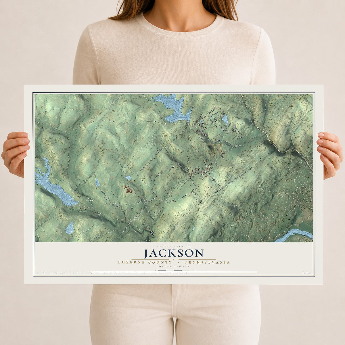 Map of Jackson, Luzerne County, Pennsylvania, 12 x 18 inch unframed archival matte print