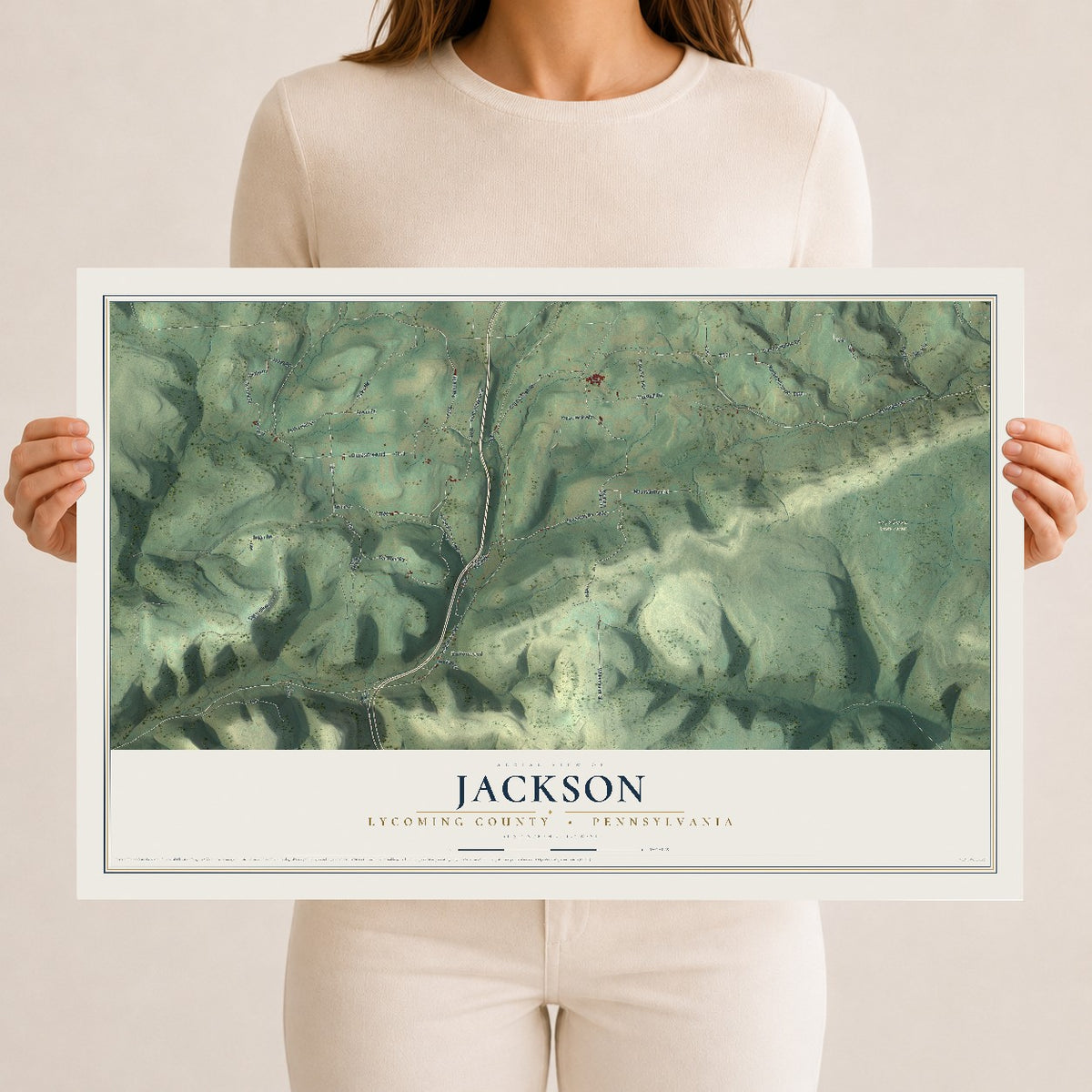 Map of Jackson, Lycoming County, Pennsylvania, 12 x 18 inch unframed archival matte print