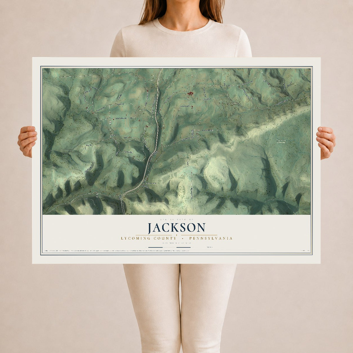 Map of Jackson, Lycoming County, Pennsylvania, 24 x 36 inch unframed archival matte print