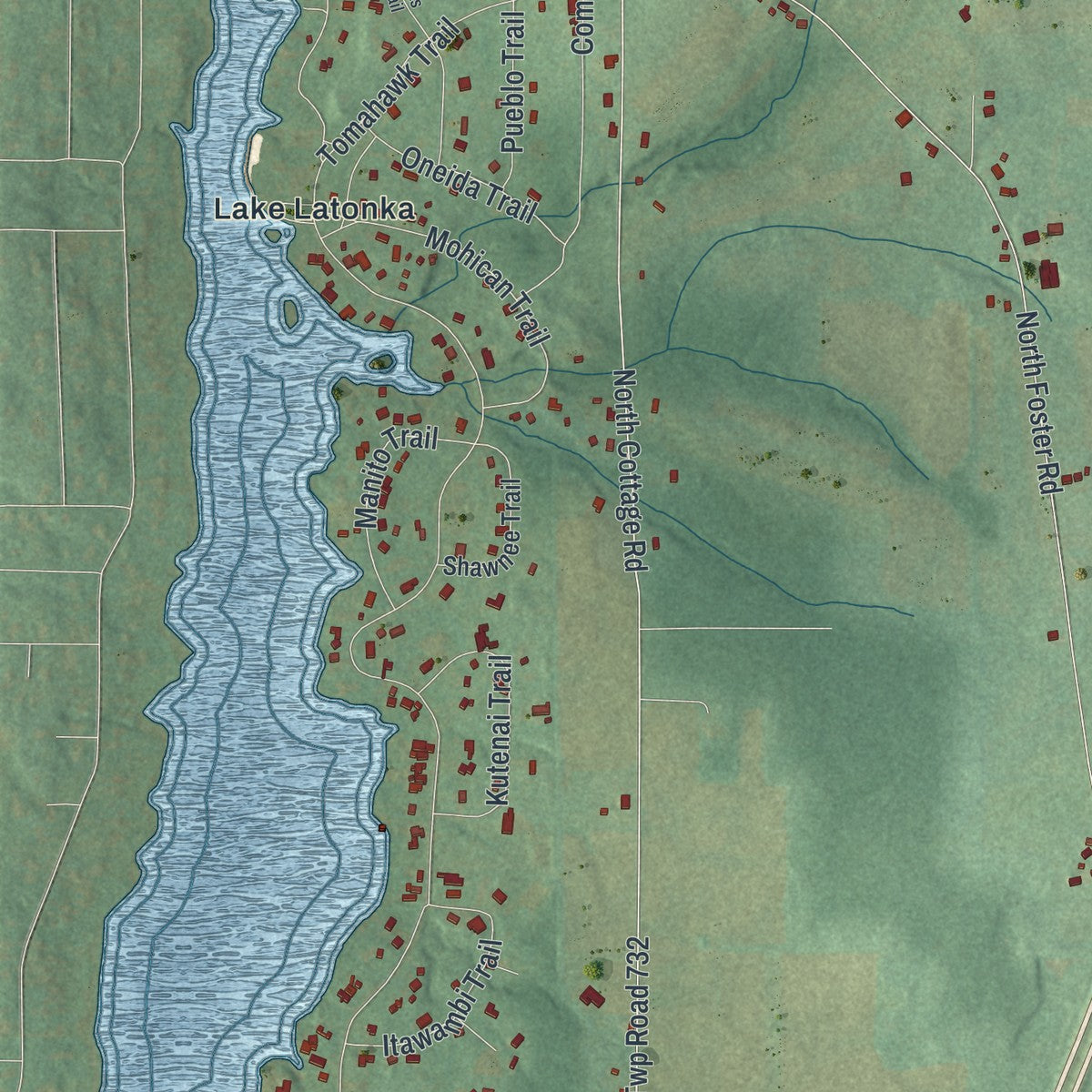 Second close-up of the map of Jackson, Mercer County, Pennsylvania print showing more streets and buildings