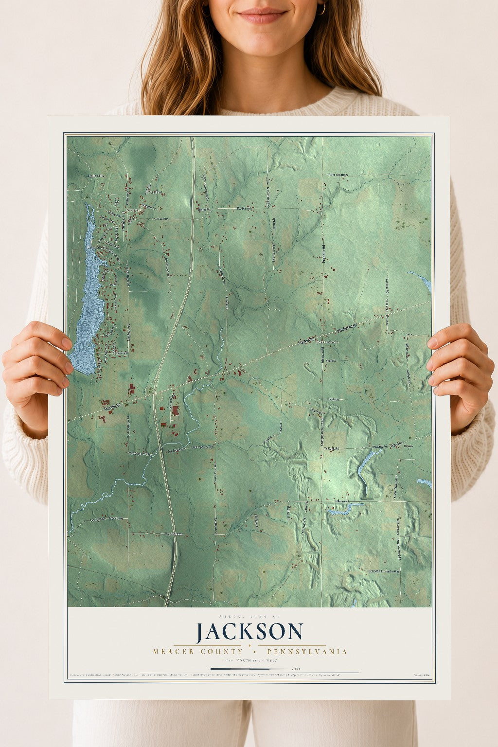 Map of Jackson, Mercer County, Pennsylvania, 18 x 24 inch unframed archival matte print