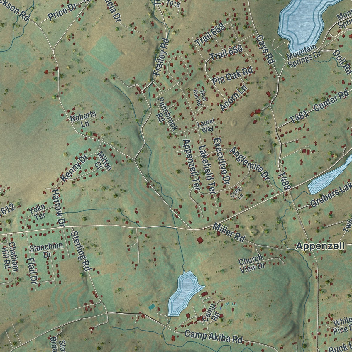 Close-up of the map of Jackson, Monroe County, Pennsylvania print showing street and building detail