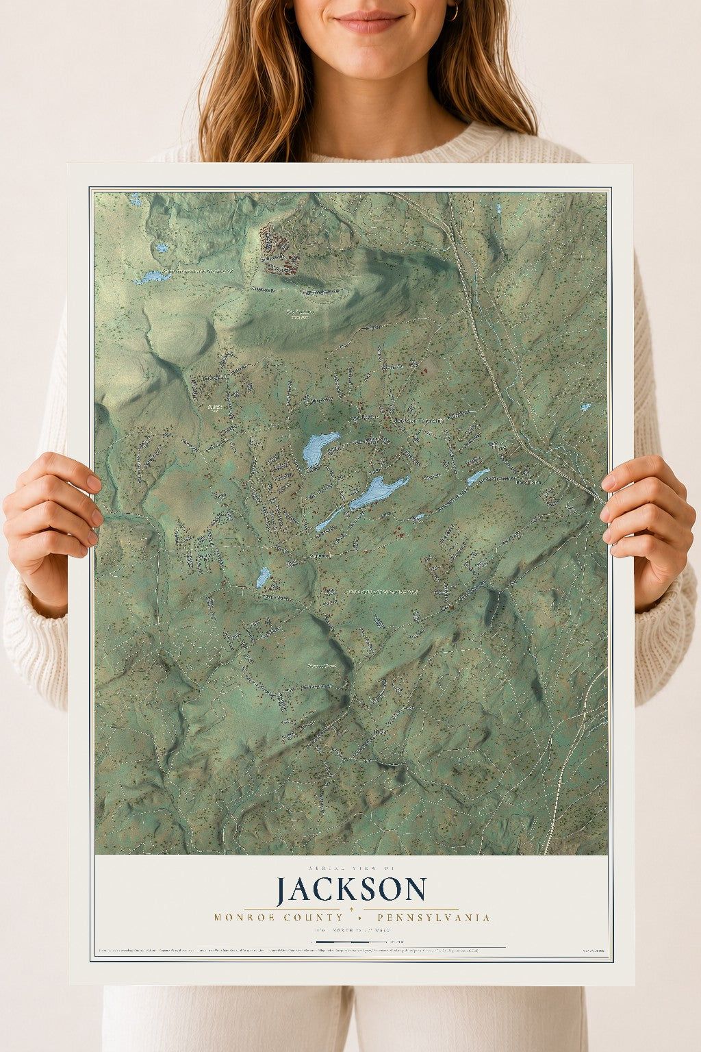 Map of Jackson, Monroe County, Pennsylvania, 18 x 24 inch unframed archival matte print