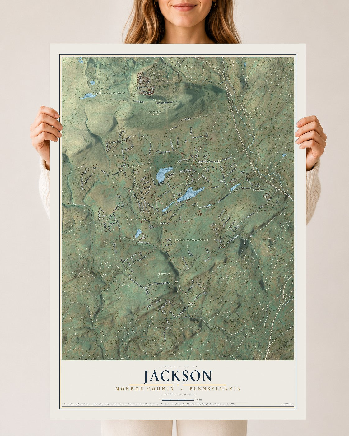 Map of Jackson, Monroe County, Pennsylvania, 24 x 36 inch unframed archival matte print