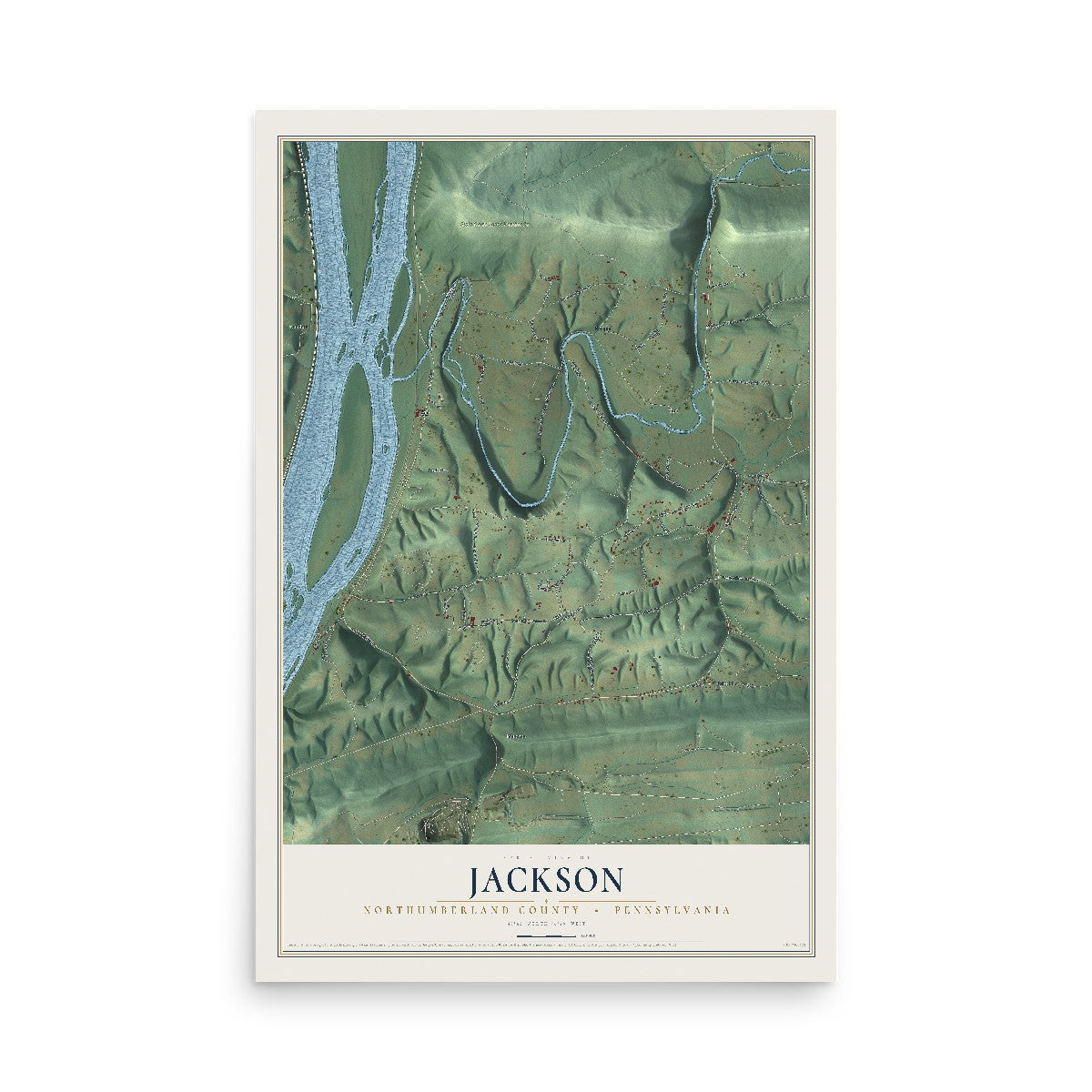 Map of Jackson, Northumberland County, Pennsylvania, 12 x 18 inch unframed archival matte print