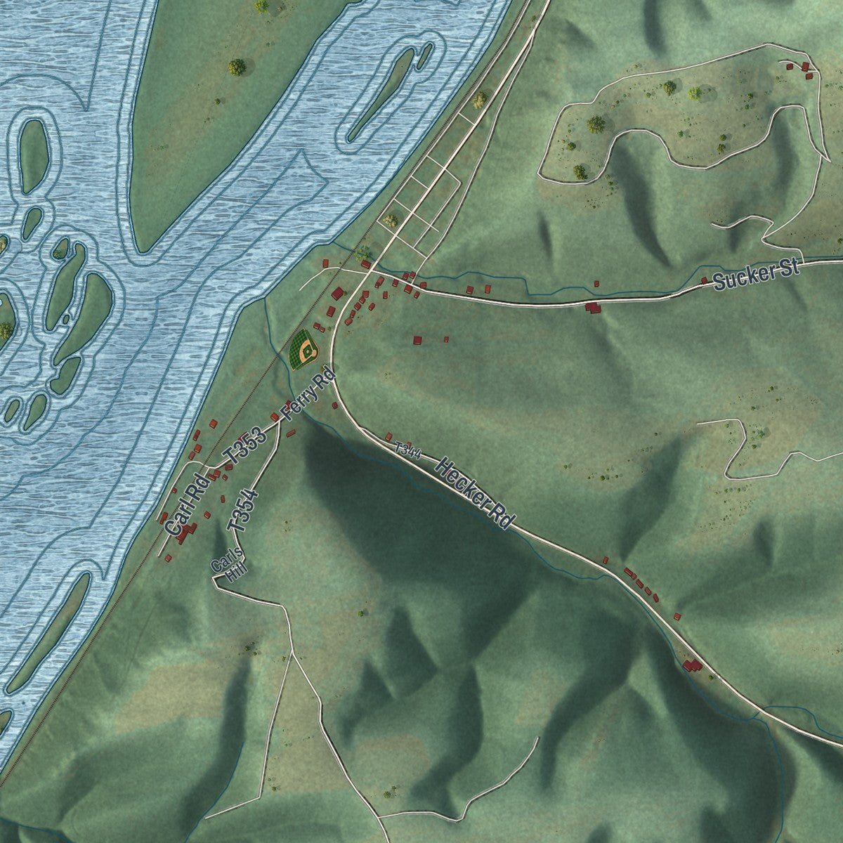 Second close-up of the map of Jackson, Northumberland County, Pennsylvania print showing more streets and buildings