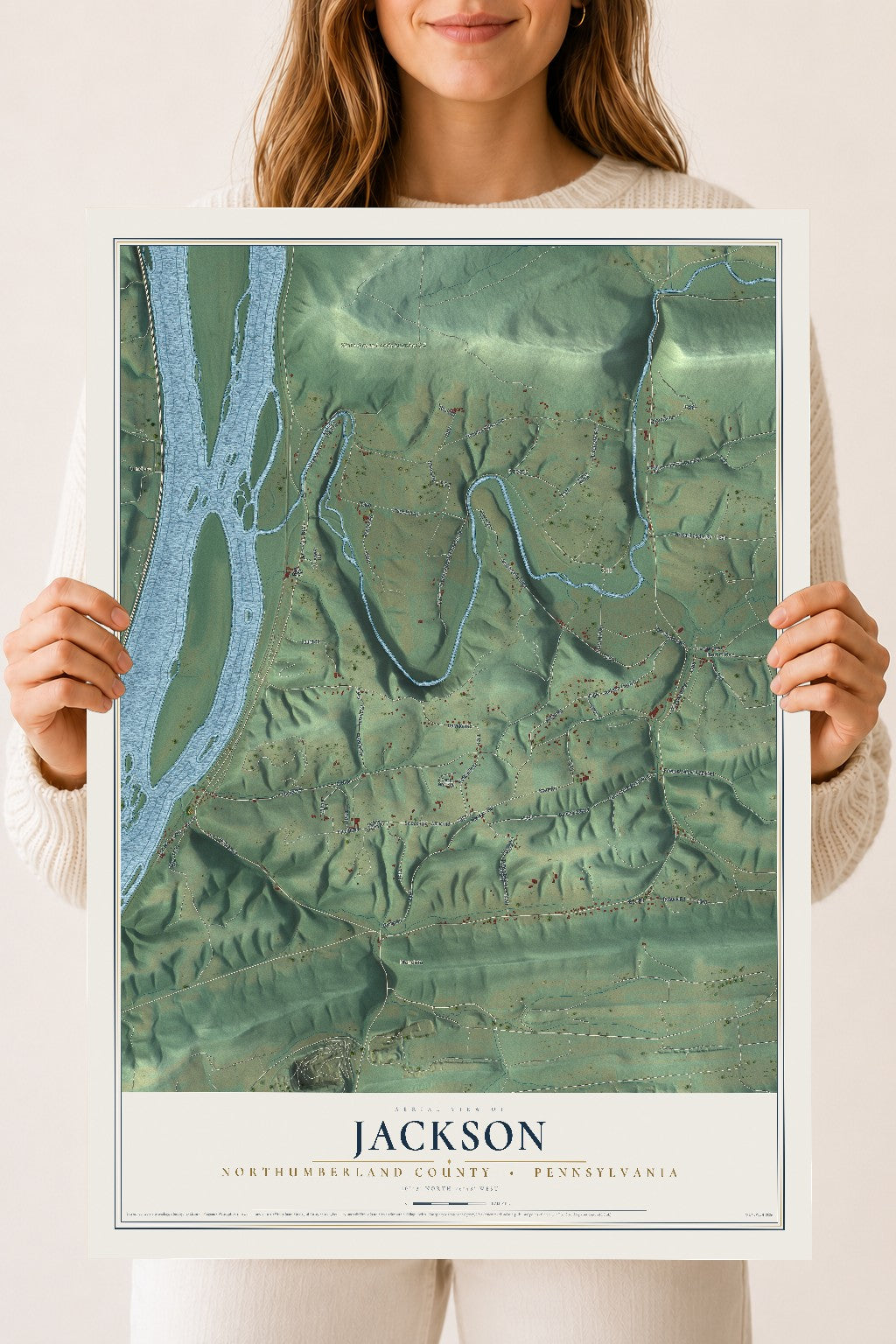 Map of Jackson, Northumberland County, Pennsylvania, 18 x 24 inch unframed archival matte print