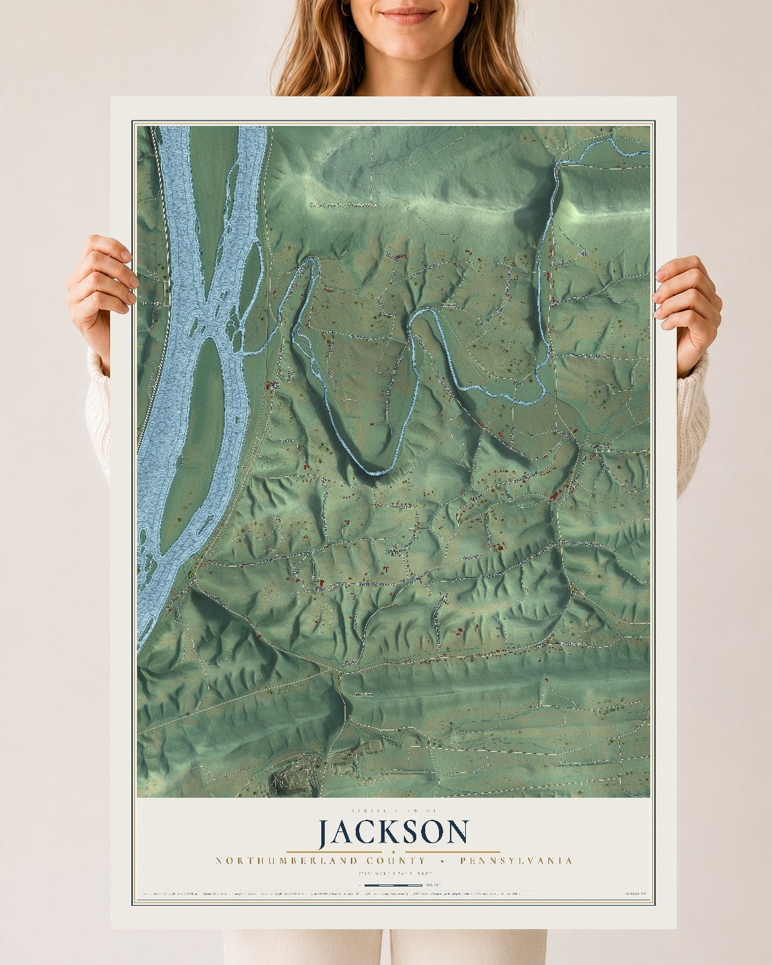 Map of Jackson, Northumberland County, Pennsylvania, 24 x 36 inch unframed archival matte print