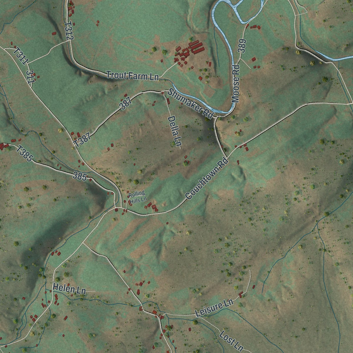 Close-up of the map of Jackson, Perry County, Pennsylvania print showing street and building detail
