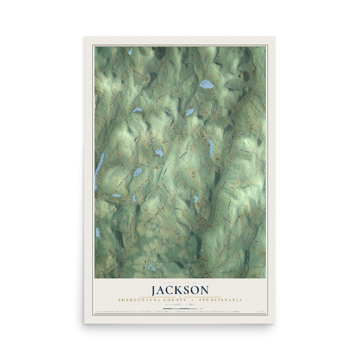 Map of Jackson, Susquehanna County, Pennsylvania, 12 x 18 inch unframed archival matte print