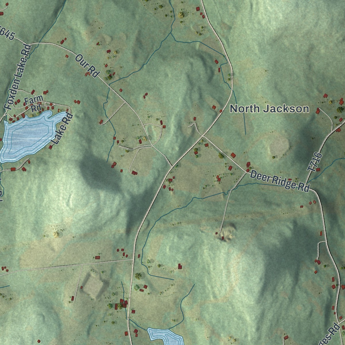 Second close-up of the map of Jackson, Susquehanna County, Pennsylvania print showing more streets and buildings