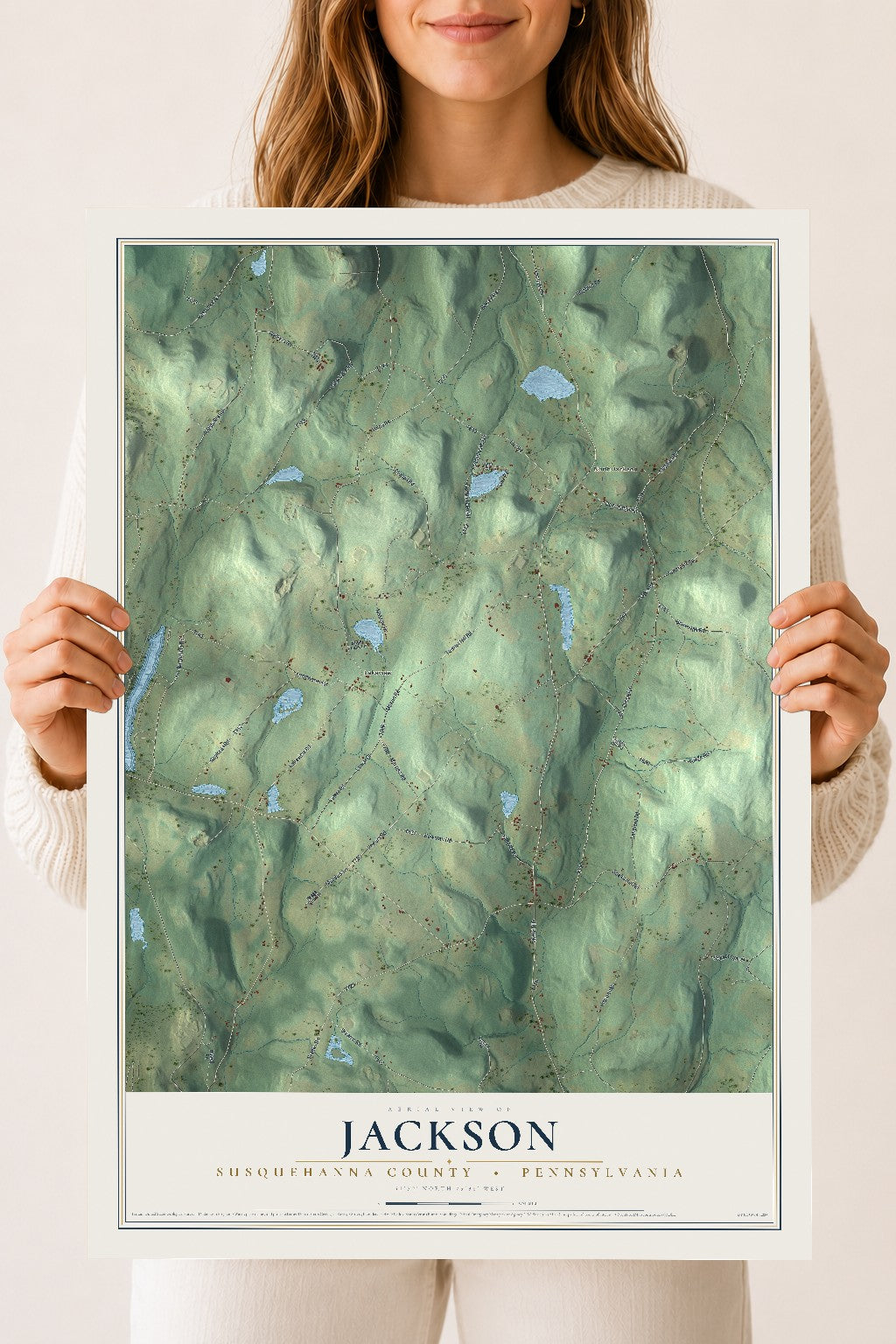 Map of Jackson, Susquehanna County, Pennsylvania, 18 x 24 inch unframed archival matte print