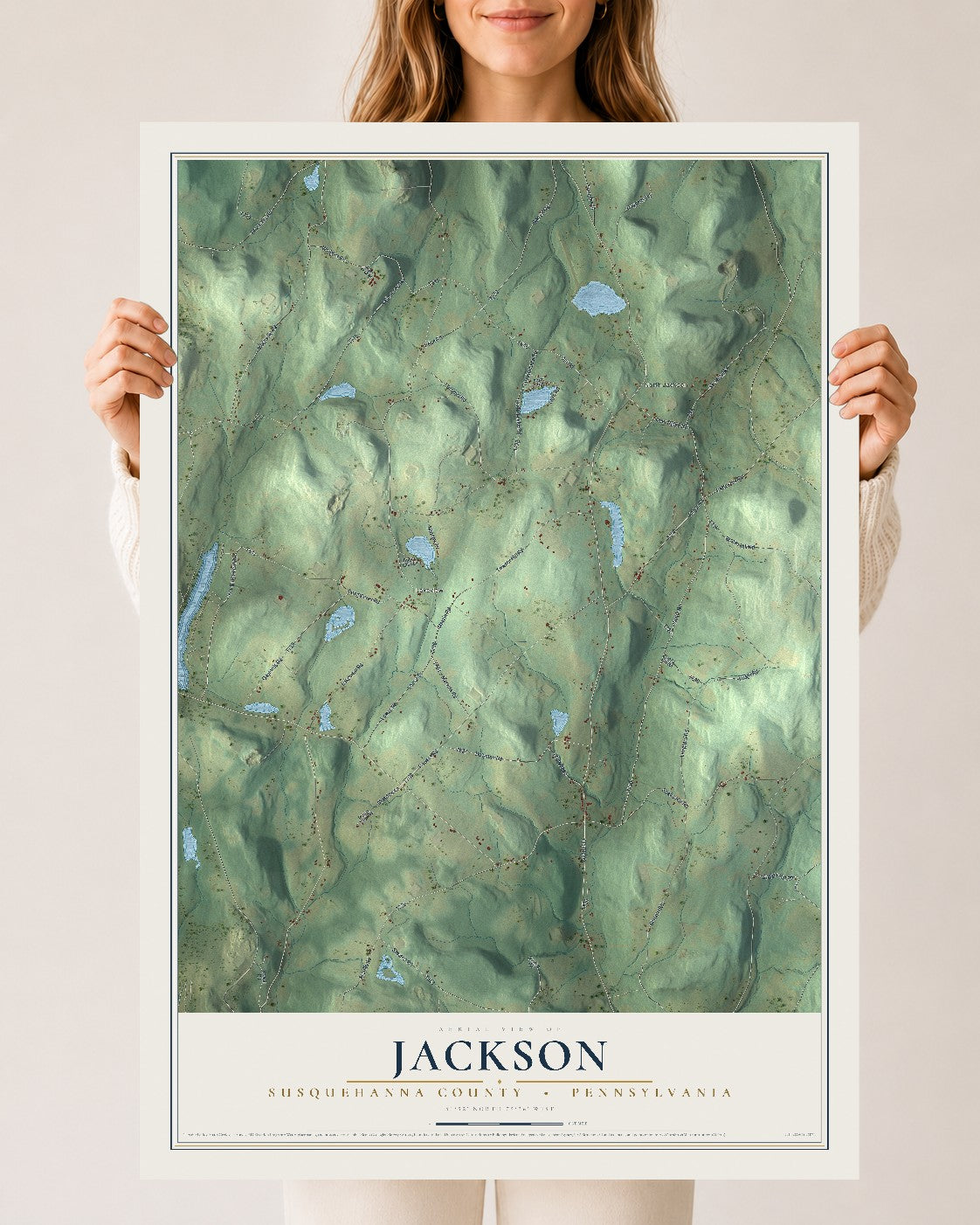 Map of Jackson, Susquehanna County, Pennsylvania, 24 x 36 inch unframed archival matte print