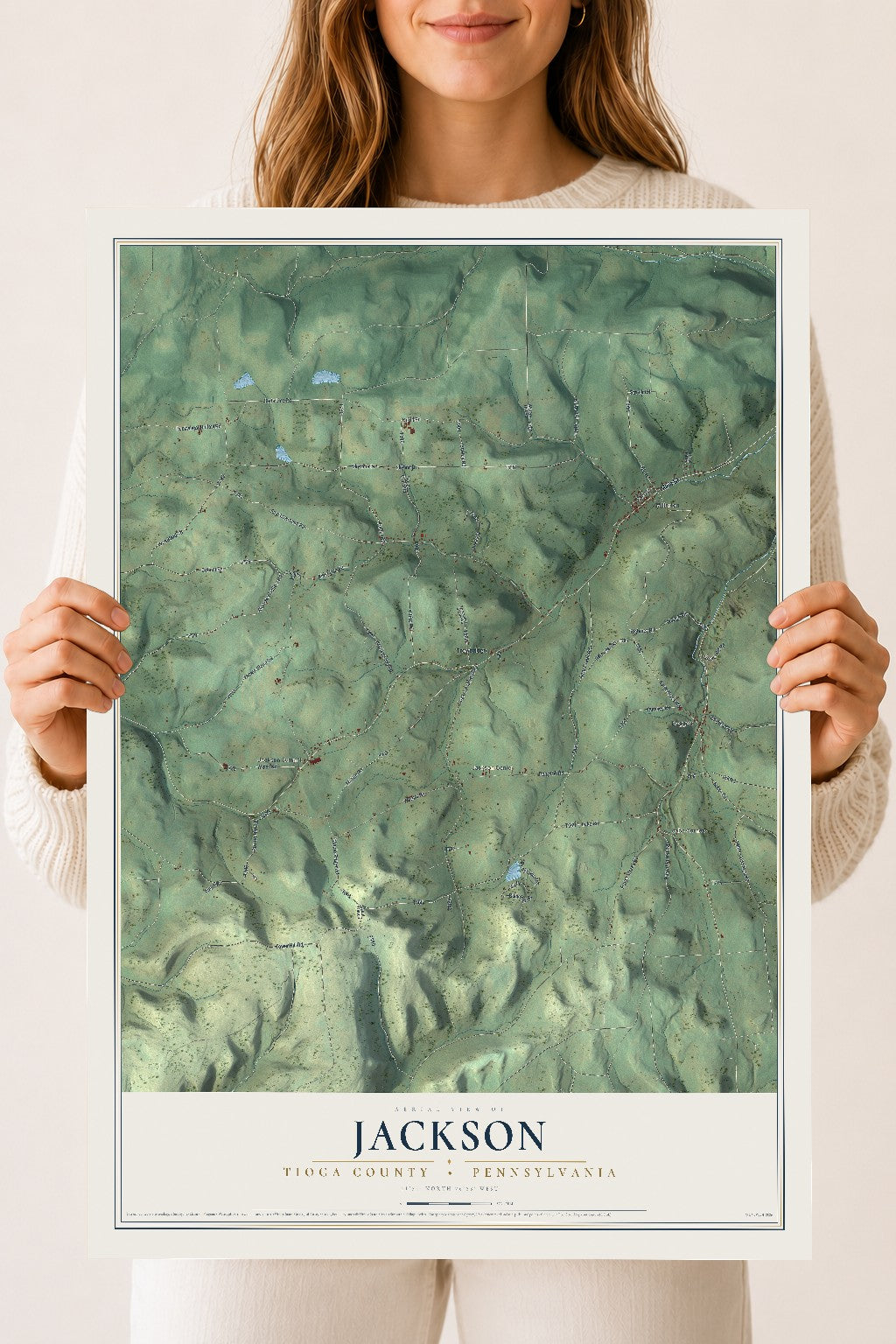 Map of Jackson, Tioga County, Pennsylvania, 18 x 24 inch unframed archival matte print