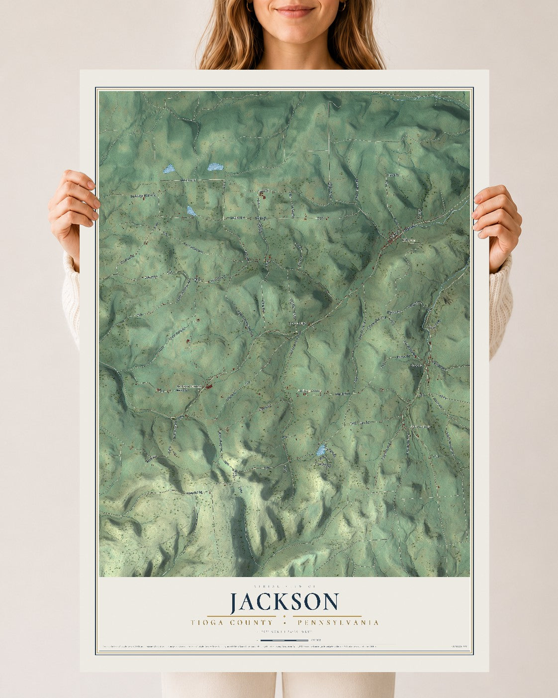 Map of Jackson, Tioga County, Pennsylvania, 24 x 36 inch unframed archival matte print