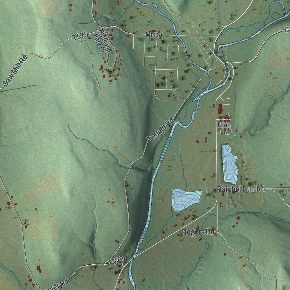 Second close-up of the map of Jackson, Venango County, Pennsylvania print showing more streets and buildings