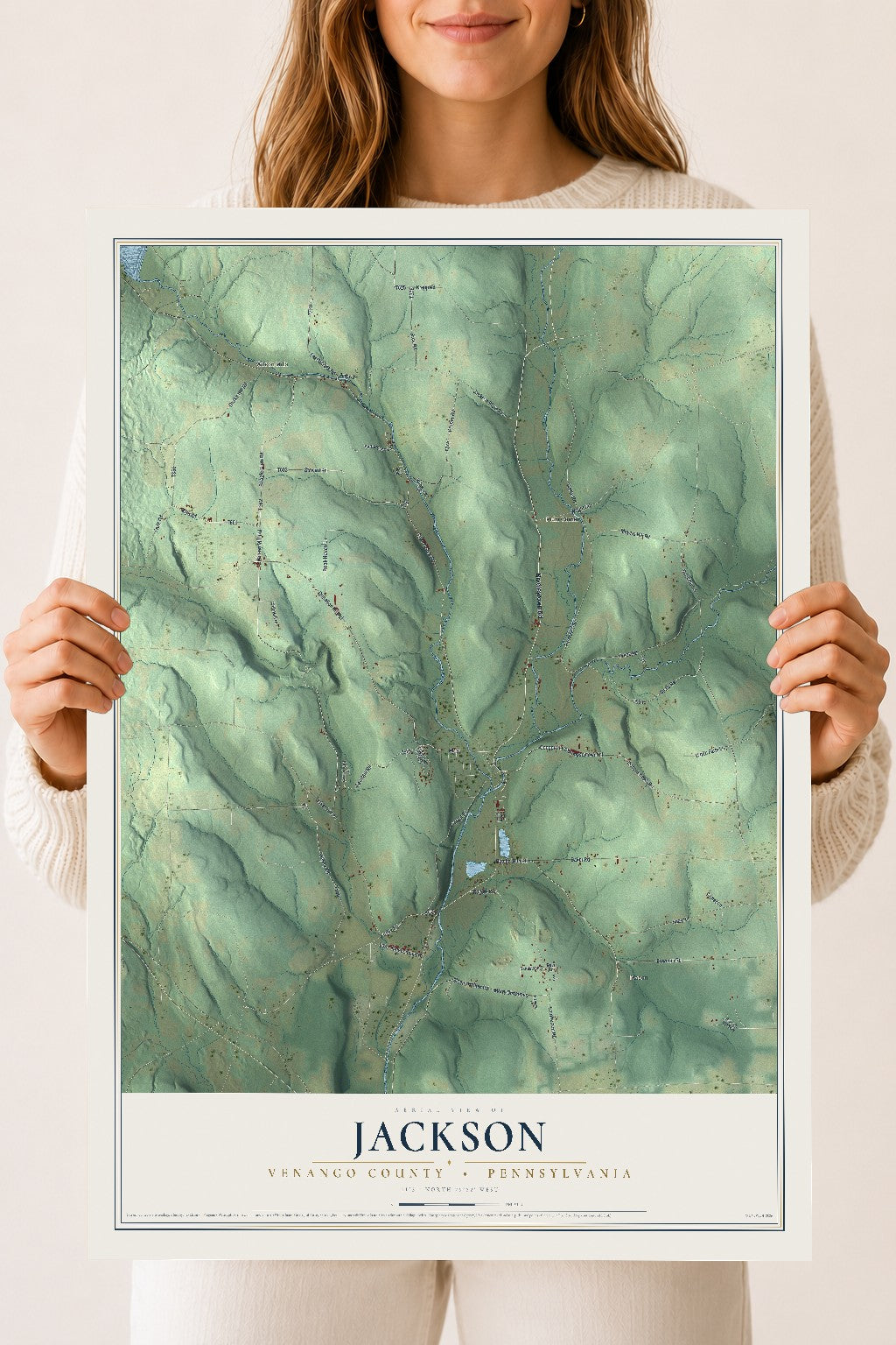 Map of Jackson, Venango County, Pennsylvania, 18 x 24 inch unframed archival matte print
